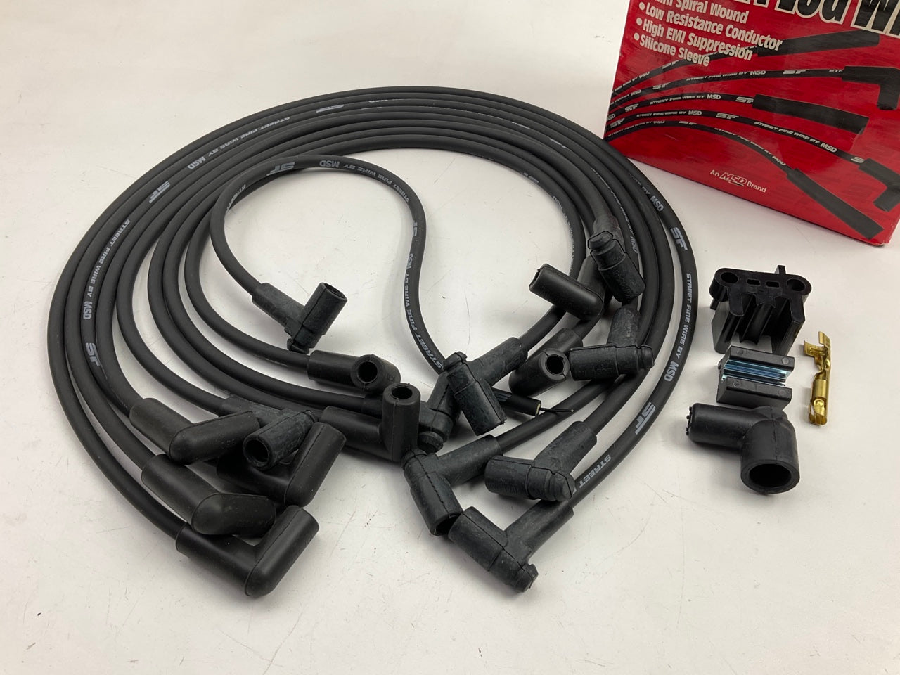 MSD 5554 SBC Small Block Chevy 350 Street Fire Spark Plug Wires HEI Wire Set 8mm
