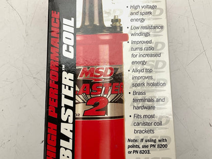 MSD 8202 Blaster II Ignition Coil, Canister, Oil Filled, 45,000 Volt, Red