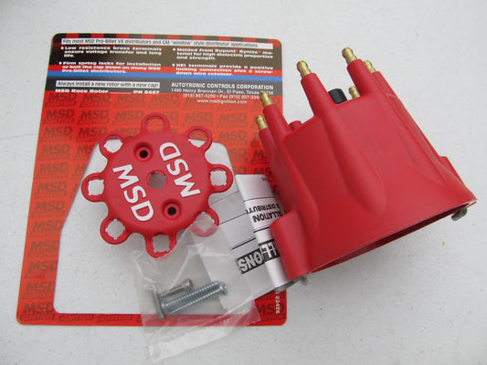 MSD 8433 Red, V8 Distributor Cap With HEI Terminals And Spark Plug Wire Retainer