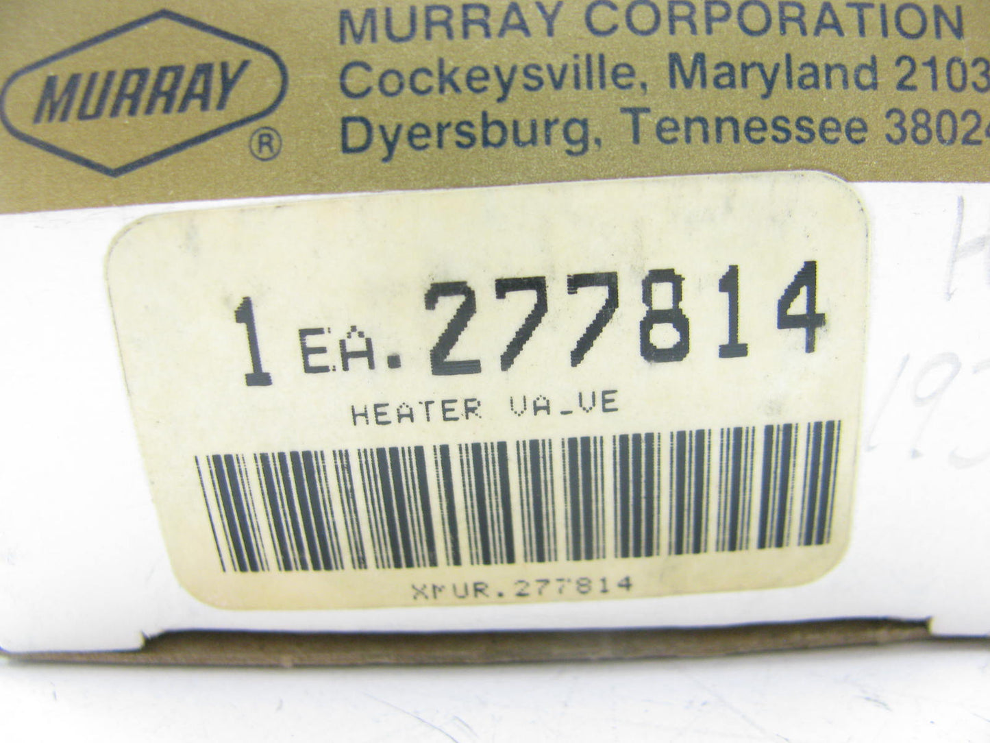 Murray 277814 Heater Control Valve