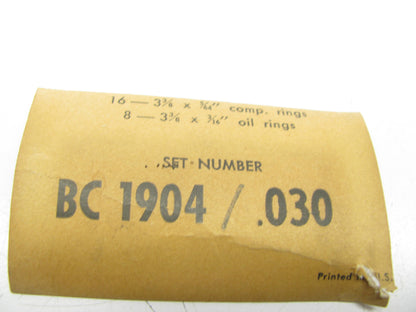 Muskegon BC1904 .030 Piston Rings Set For 51-54 Stubaker  233 Cu In.