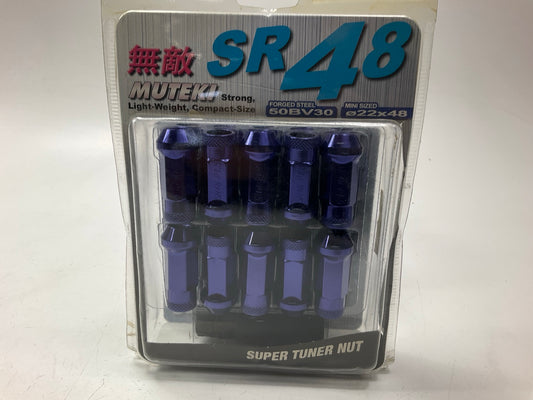 Muteki SR48 Extended Open Ended Wheel Tuner Lug Nuts Chrome Purple 12x1.5mm