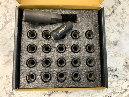 (20) Muteki 32906B SR Series Black 12mm X 1.5mm SR48 Open End Lug Nut Set