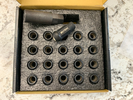 (20) Muteki 32906B SR Series Black 12mm X 1.5mm SR48 Open End Lug Nut Set