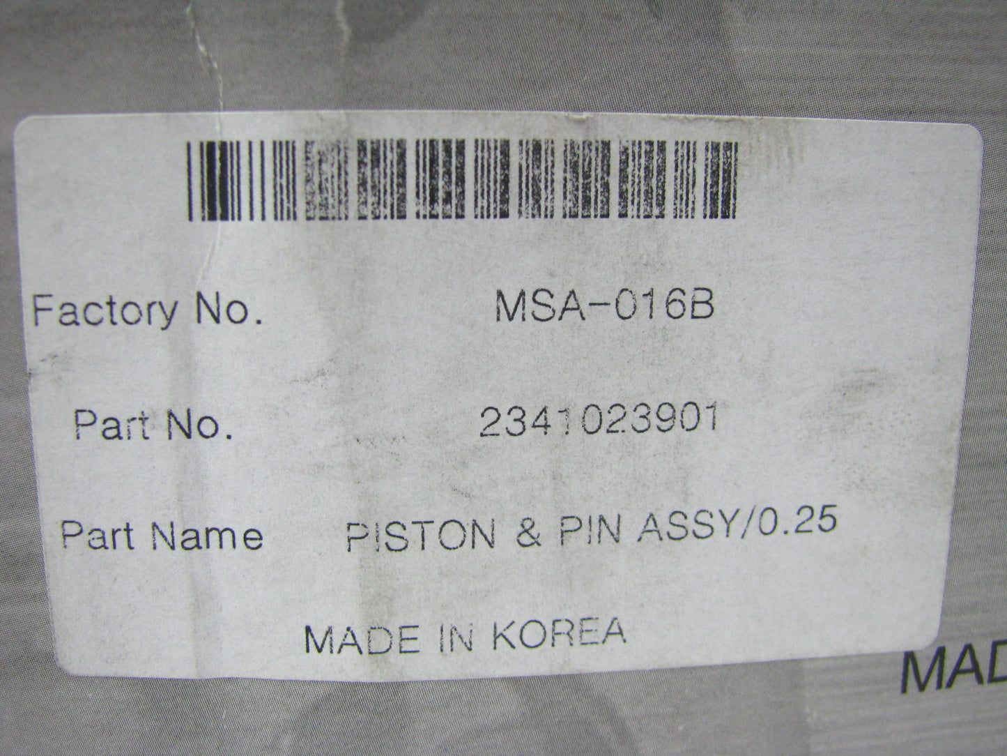 Mx Piston 23410-23901  .25mm Oversize Piston W/pin Set For Hyundia