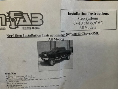 N-Fab C0789CC-SS Nerf Bar Steps For 2007-2013 Silverado Sierra 1500 Short Bed
