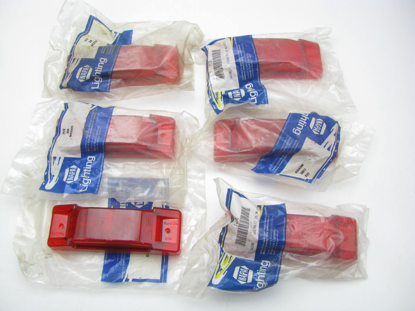 (6) Napa / Signal Stat  1410 Red 2-Bulb Turtleback Side Marker Lights Lamps