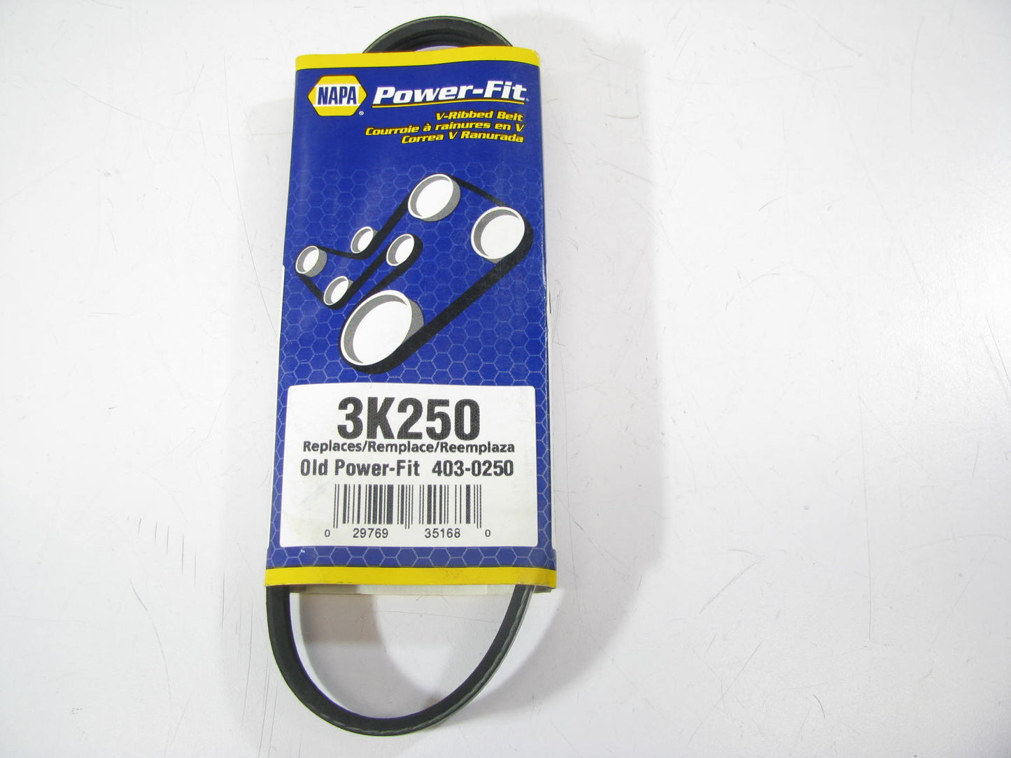 Napa 3K250 Serpentine Belt - 0.42'' X 25.0'' - 3 Ribs