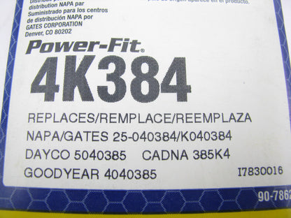 Napa 4K384 Serpentine Belt - 0.56'' X 39.00'' - 4 Ribs