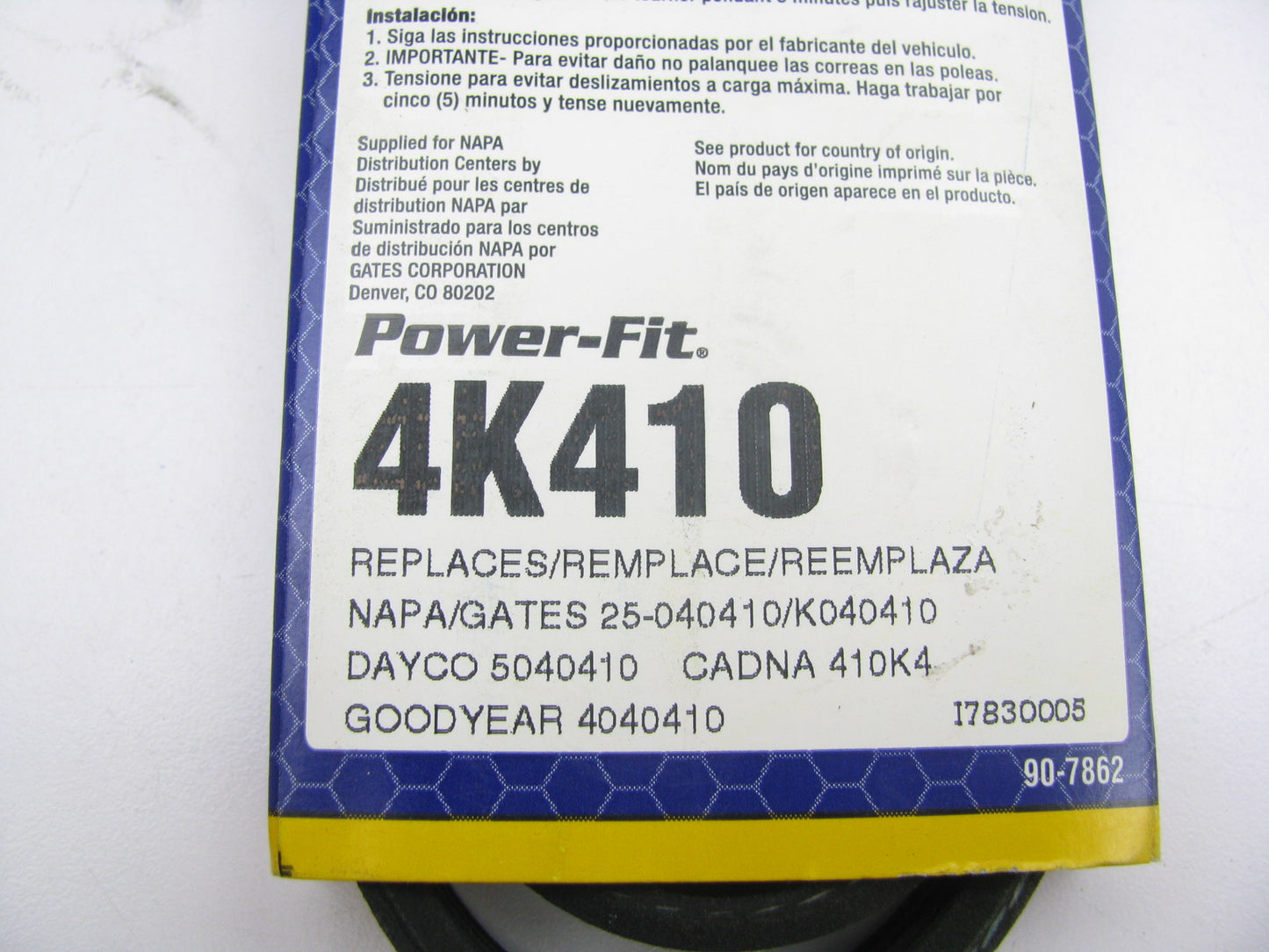 Napa 4K410 Serpentine Belt - 0.56'' X 41.00'' - 4 Ribs