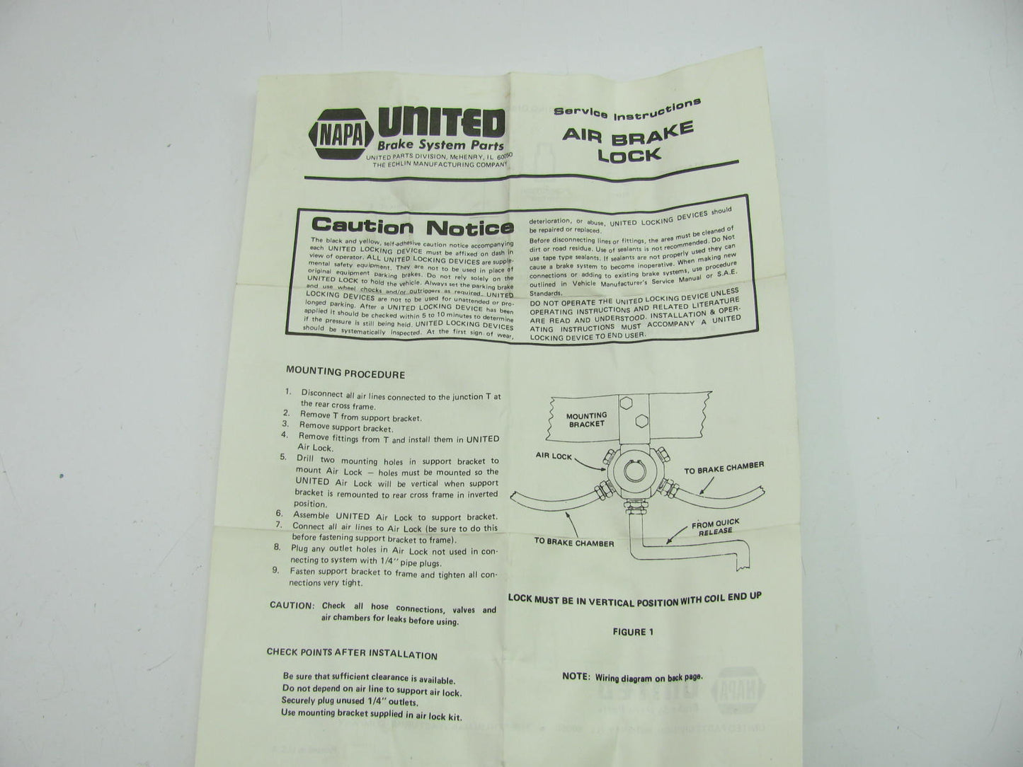 Napa 57508 Air Brake Lock Kit - MICO # 02-680-021, 03-680-021
