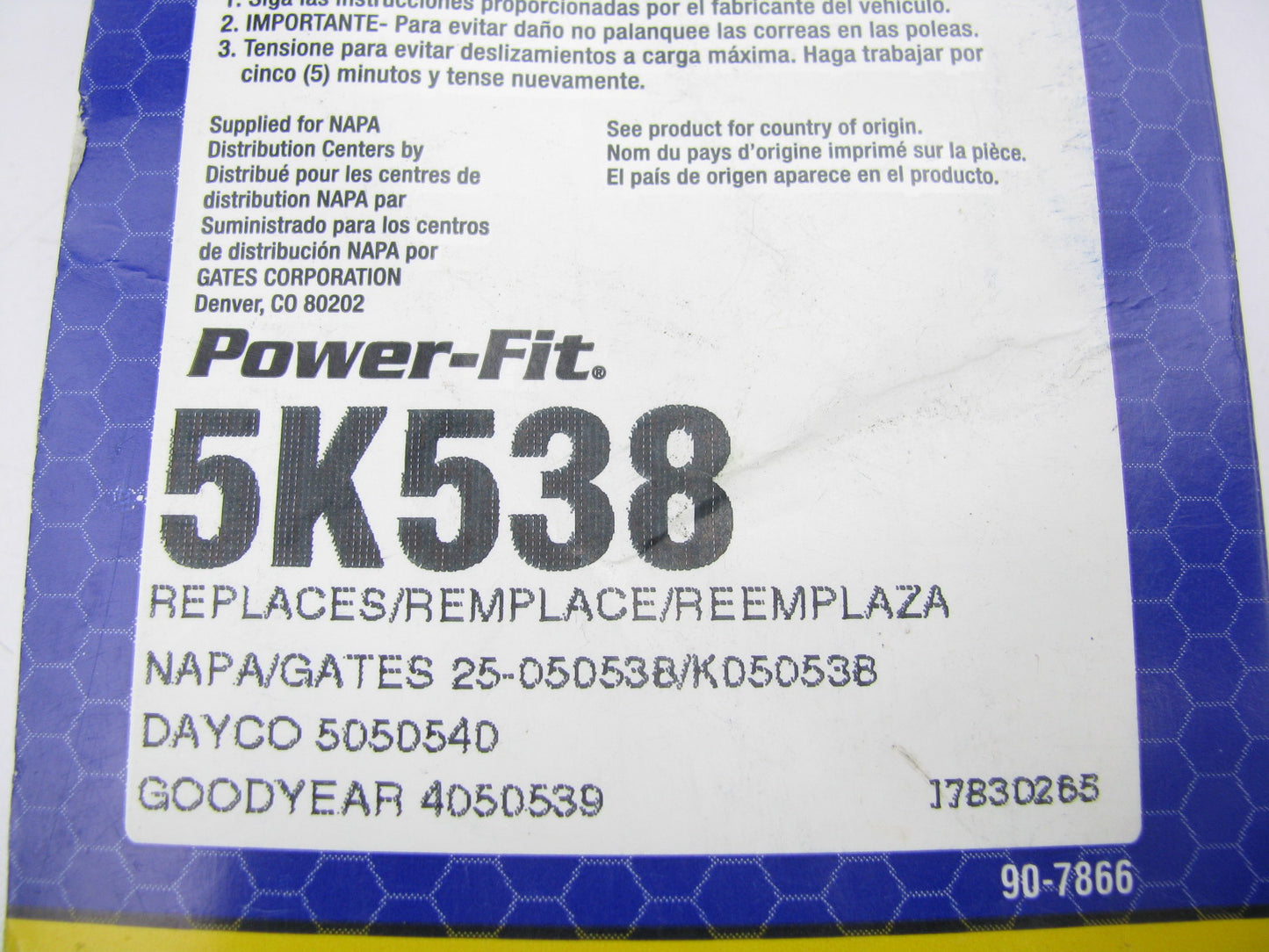 Napa 5K538 Serpentine Belt - 0.69'' X 54.332'' - 5 Ribs