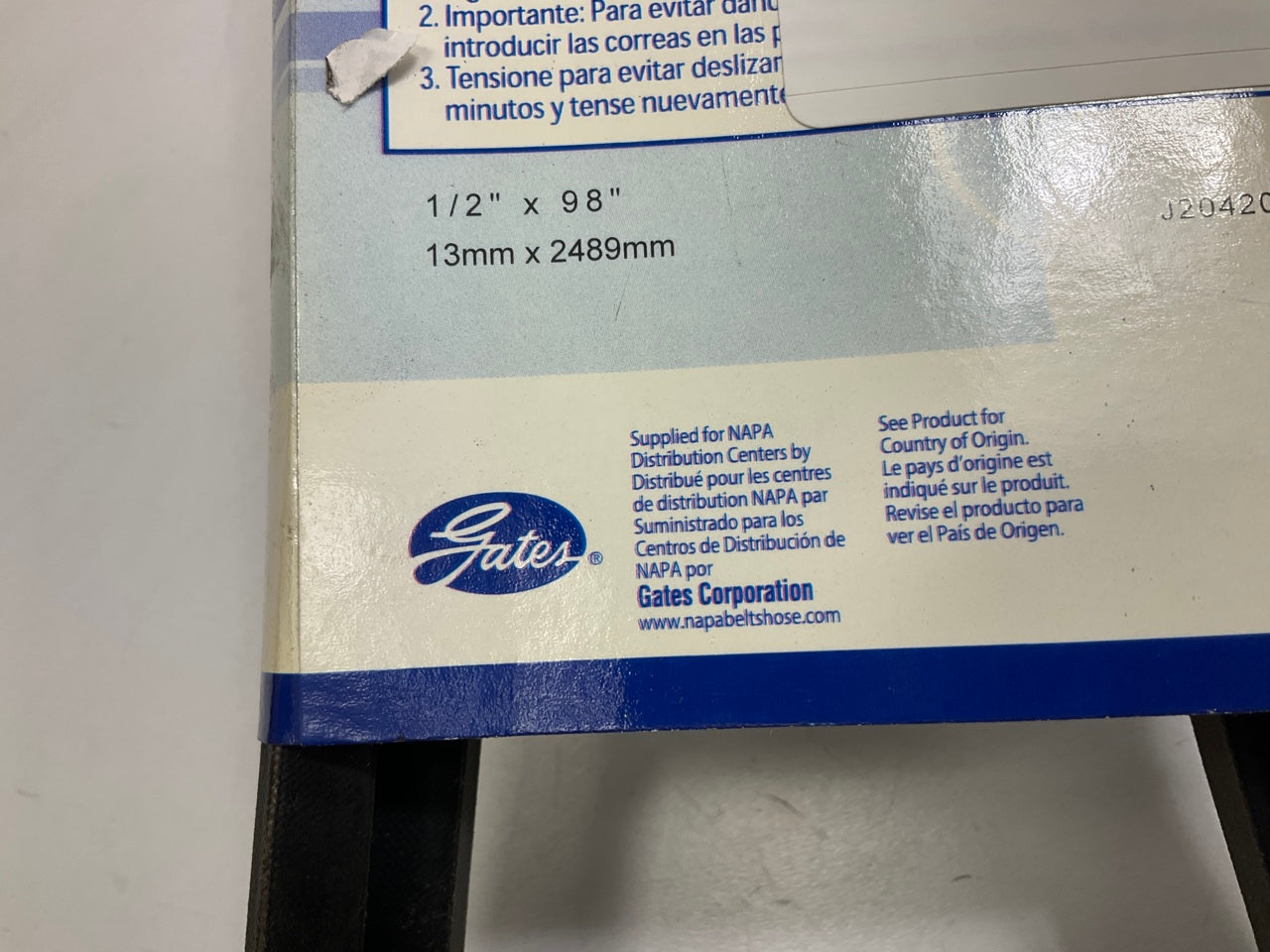 Napa A96 Industrial Accessory Drive Belt - 1/2'' X 98'', Belt Is Made By Gates