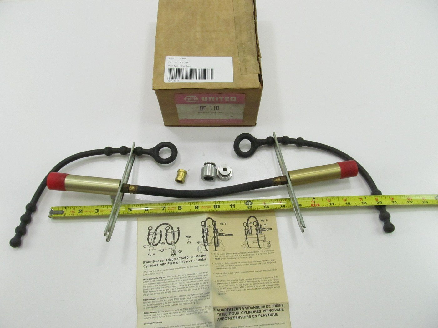 Napa BF-110 Power Brake Bleeder Attachment - Dual Reservoir Plastic Brake Master
