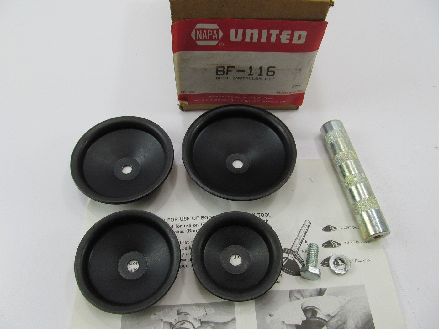 Napa BF116 Brake Caliper Piston Boot Install Kit - 2 3/8'', 2 3/4'', 3'', 3 3/8''