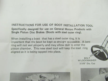 Napa BF116 Brake Caliper Piston Boot Install Kit - 2 3/8'', 2 3/4'', 3'', 3 3/8''