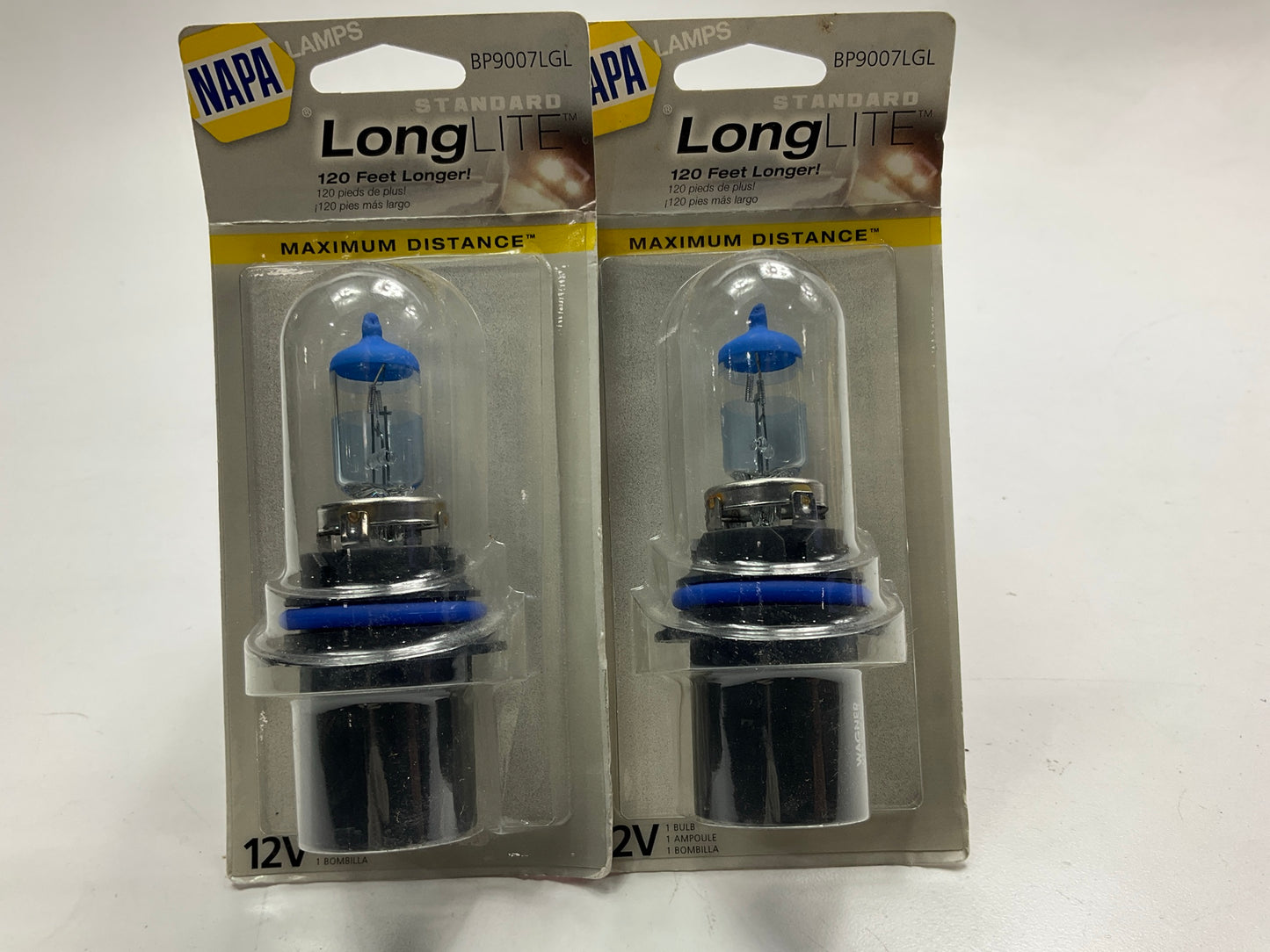 (2) Napa BP9007LGL2 Long Lite Headlight Headlamp Bulbs - Maximum Distance Bulbs