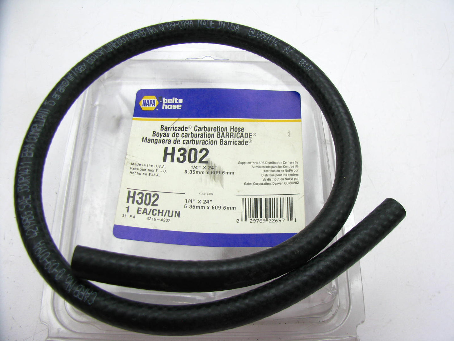 Napa H302 Barricade Fuel Hose - 1/4'' ID Hose X 24'' Long