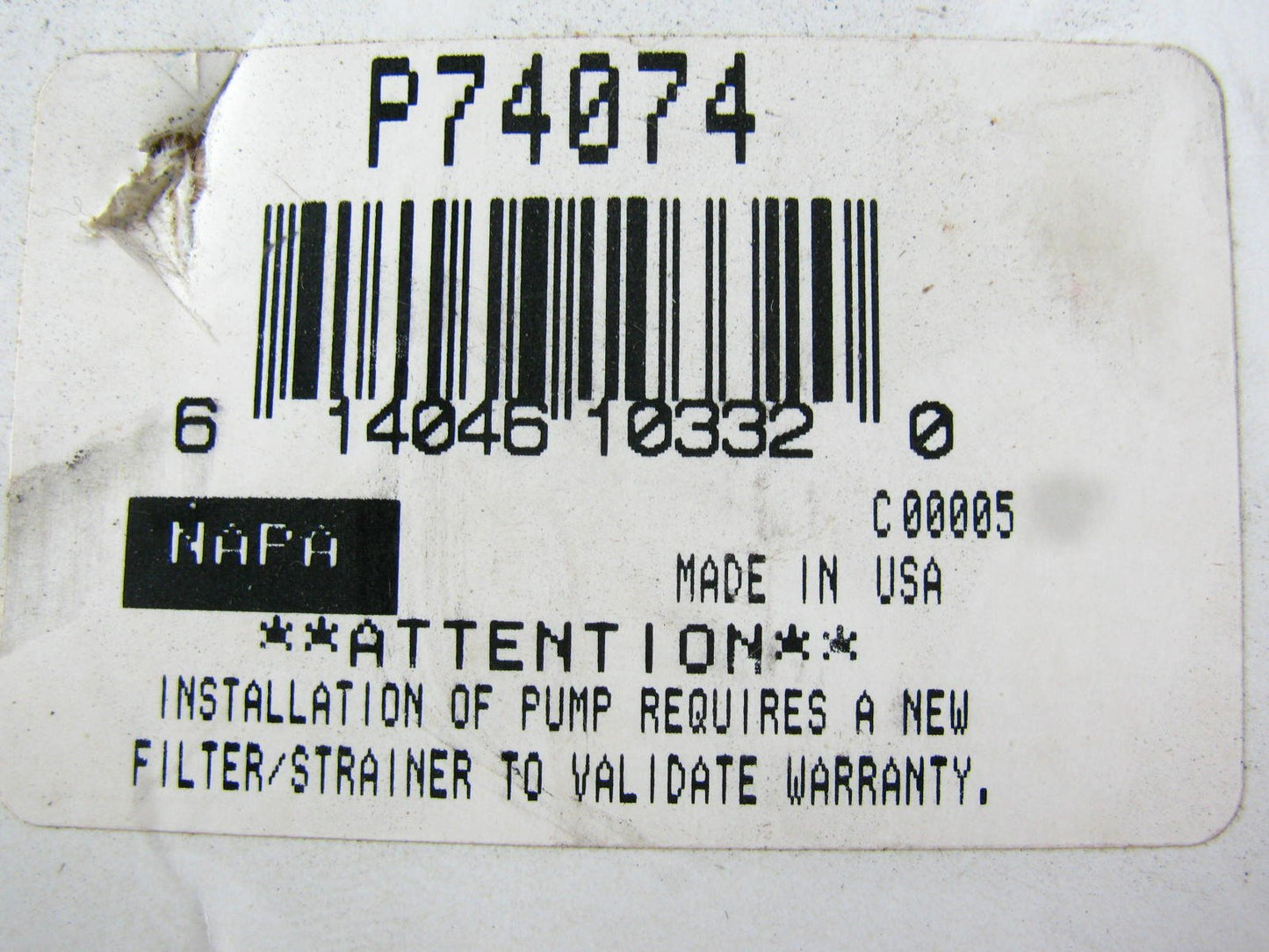 Napa P74074 Electric Fuel Pump (Made By Carter)
