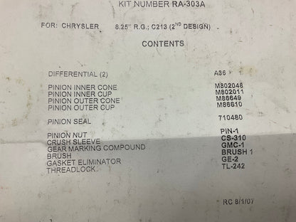 National Bearings RA-303-A Axle Differential Bearing And Seal Kit