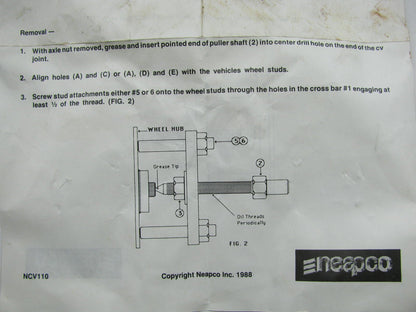 Neapco 85-0882 Front Wheel Drive Outer FORD CV Axle Joint Puller 4/5 Lug FWD