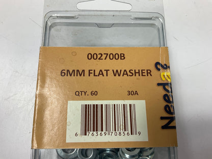 Needa 002700B Flat Washers, 6MM - 60 PACK