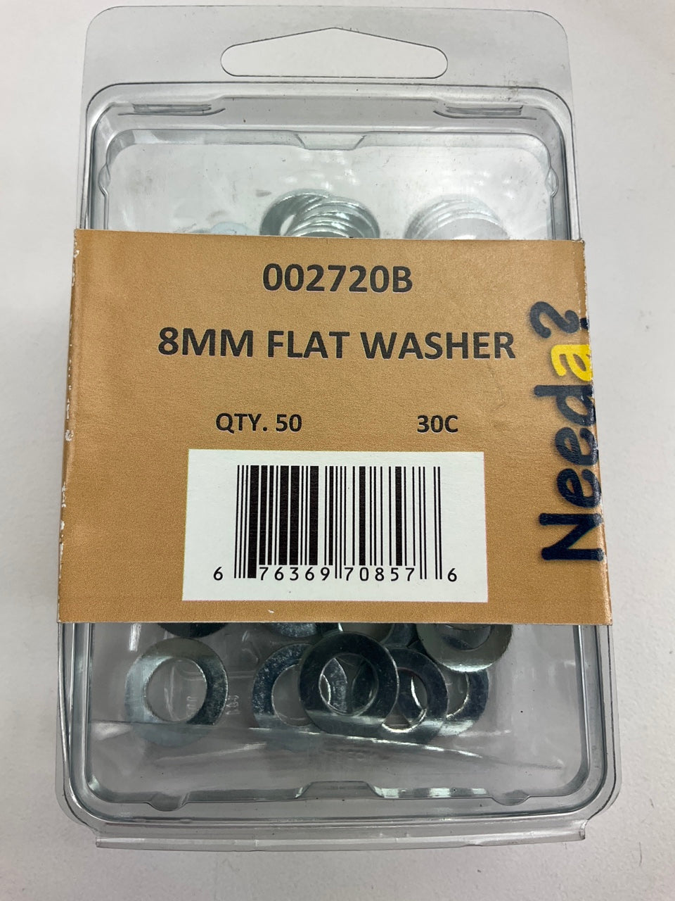 Needa 002720B Flat Washers, 8MM - 50 PACK