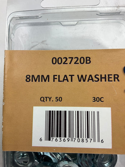 Needa 002720B Flat Washers, 8MM - 50 PACK