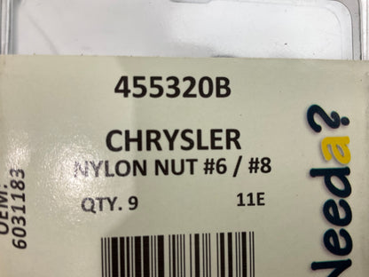 Needa 455320B Nylon Nuts, #6 / #8 For Chrysler 6031183 - 9 PACK