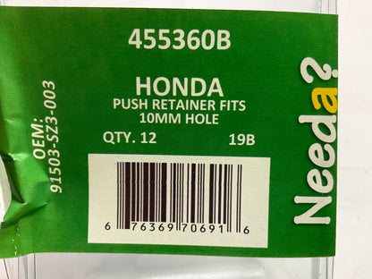 Needa 455360B Push-in Bumper Cover Retainer Clips, 12 Pack, 91503-SZ3-003