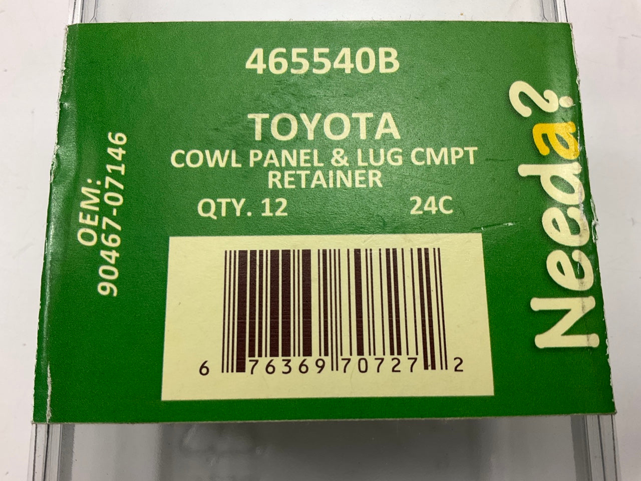 Needa 465540B Cowl Panel Retainer Clips, Replaces Toyota # 90467-07146 - 12 PACK