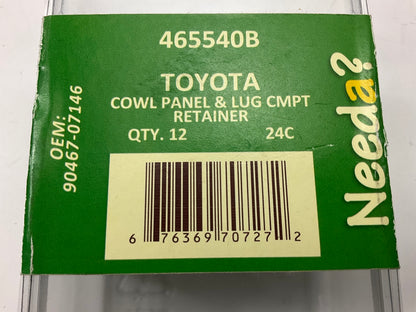 Needa 465540B Cowl Panel Retainer Clips, Replaces Toyota # 90467-07146 - 12 PACK