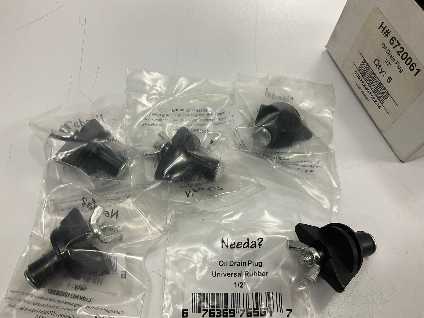 5 PACK - Needa 6720061 Engine Oil Drain Plug - Universal Rubber 1/2''