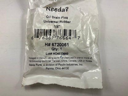 Needa 6720061 Engine Oil Drain Plug - Universal Rubber 1/2''