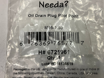 Needa 6721961 Engine Oil Drain Plug & Gasket, M16 X 1.50 Pilot Point