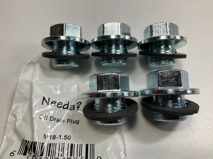 5 Pack - Needa 6722061 Engine Oil Drain Plugs With Washer - M18-1.50 Thread