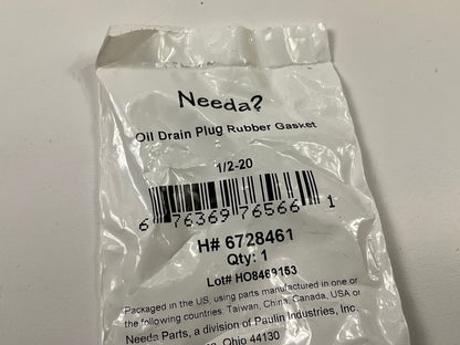 (5) Needa 6728461 Oil Drain Plug - 1/2''-20 PILOT POINT,  MOLDED RUB GASKET