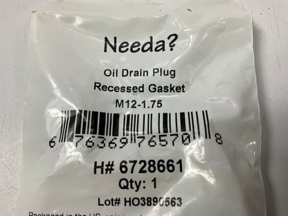 Needa 6728661 Oil Drain Plug - Pilot Point - M12-1.75, Recessed Gasket