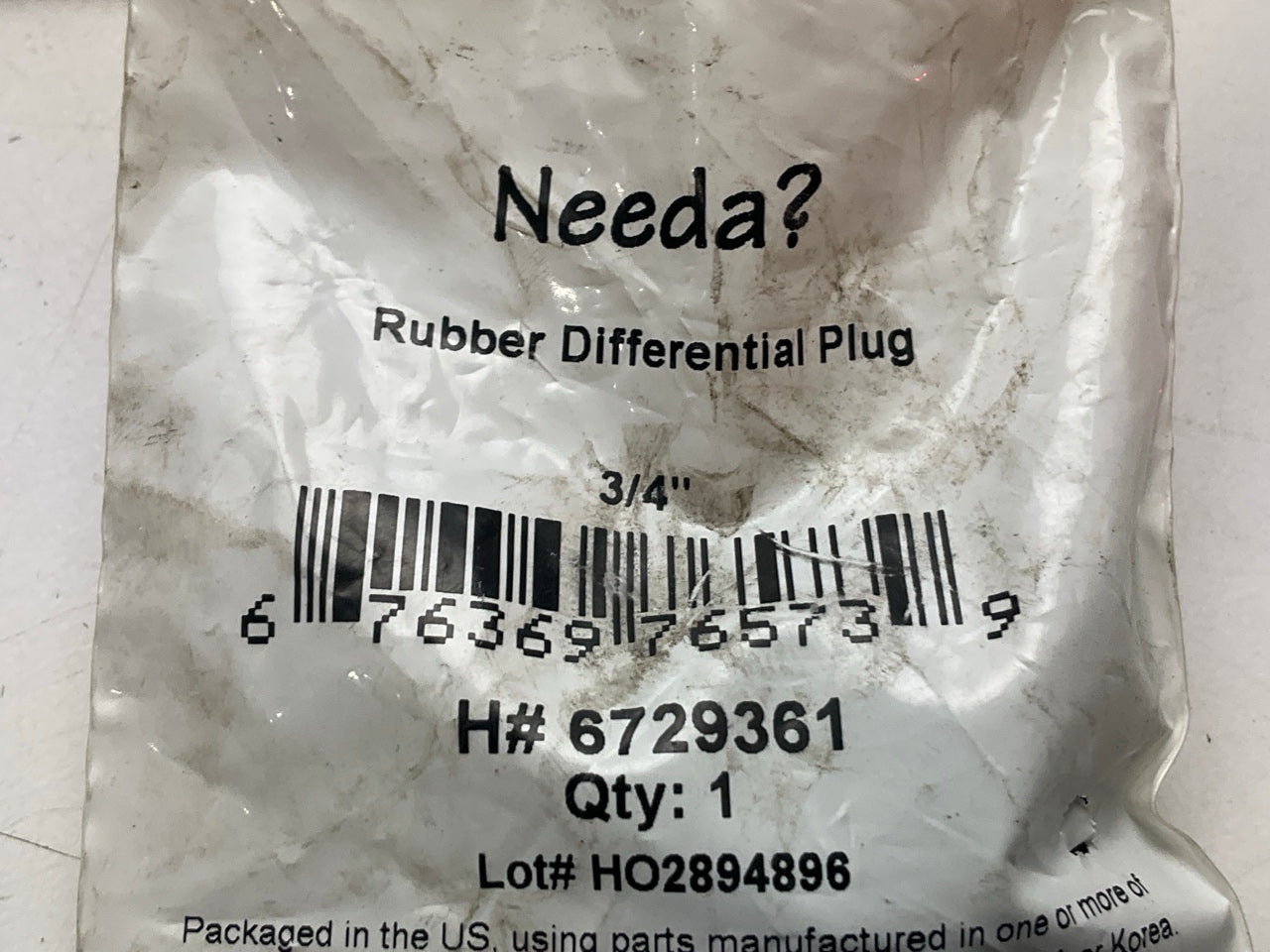 Needa 6729361 3/4'' Rubber Differential Drain Plug