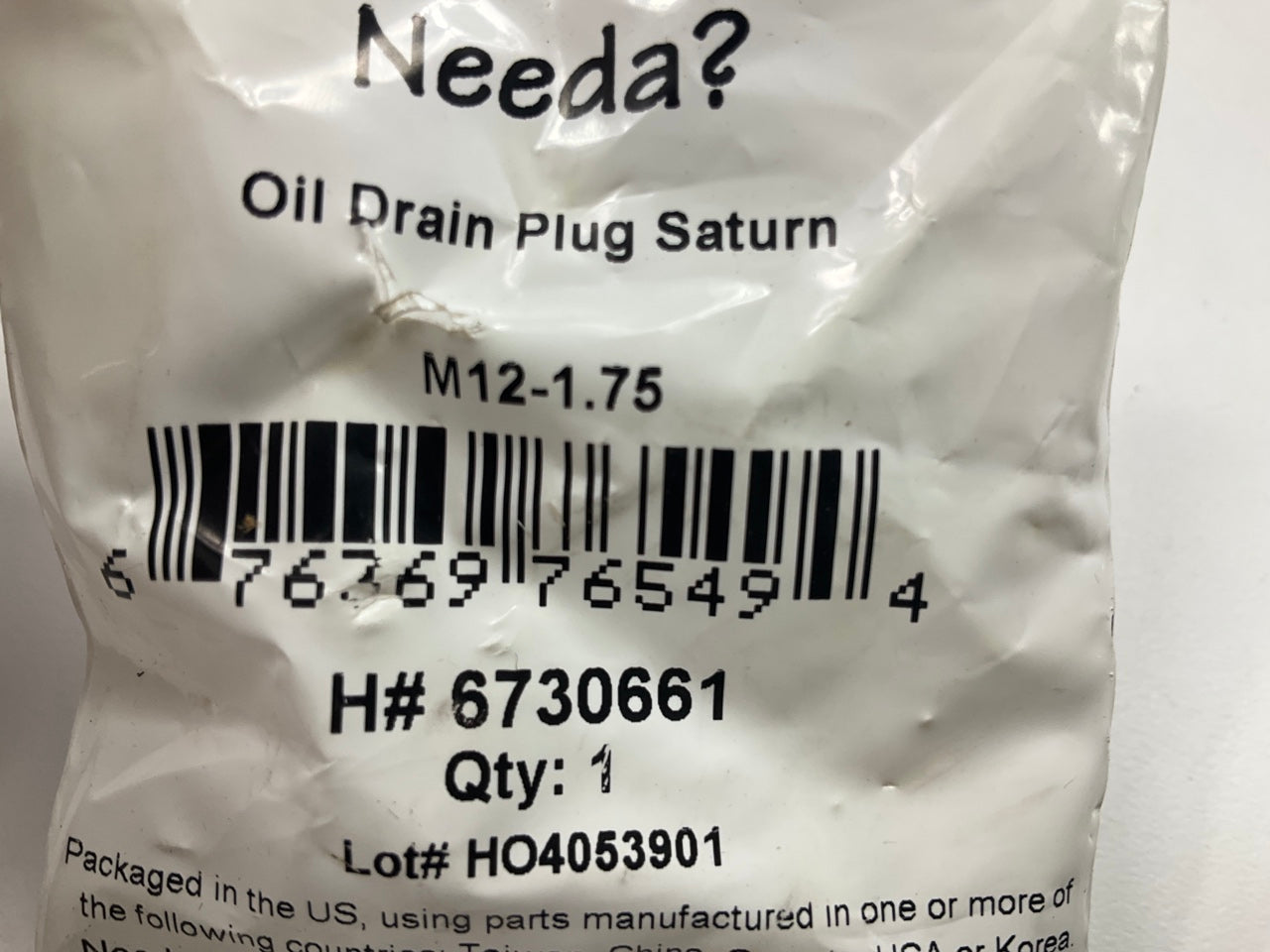 Needa 6730661 Oil Drain Plug - M12x1.75