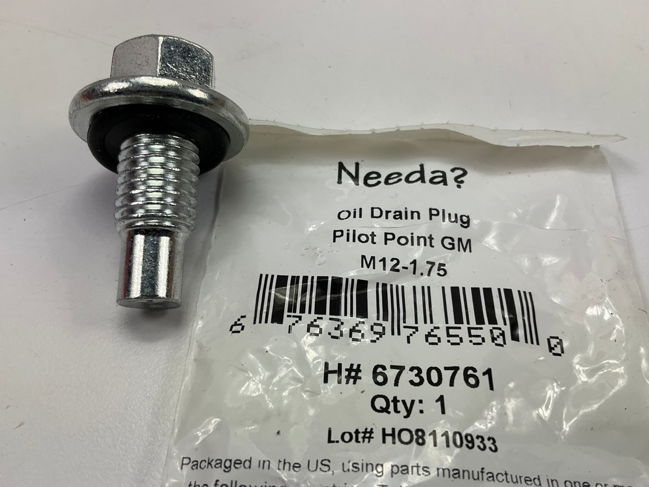 Needa 6730761 Pilot Point Oil Drain Plug, M12-1.75