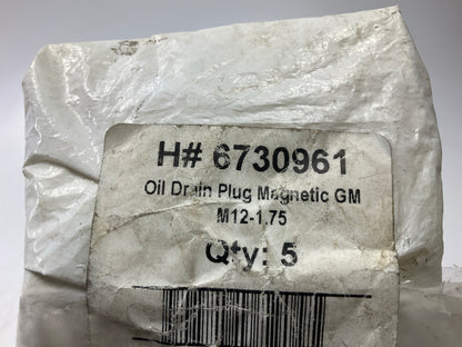 (5) Needa 6730961 Magnetic Oil Drain Plugs M12-1.75