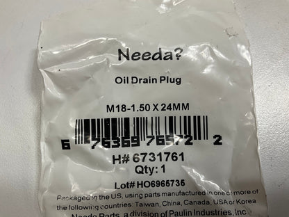 Needa 6731761 Engine Oil Drain Plug - M18-1.50 X 24mm
