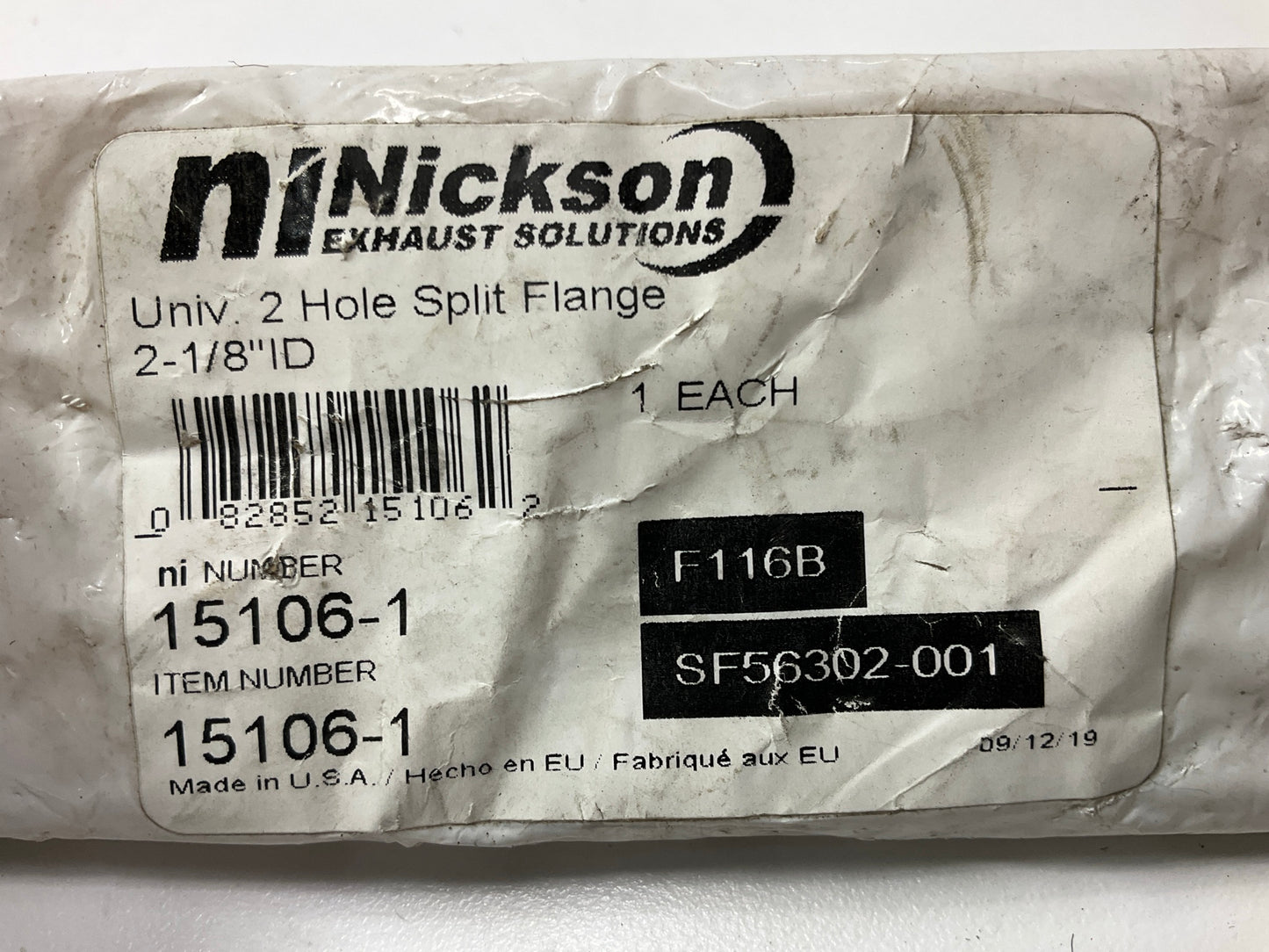 Nickson 15106 - 2-1/8'' ID Exhaust Flange (2.125'' ID),  2 Hole Flat Split