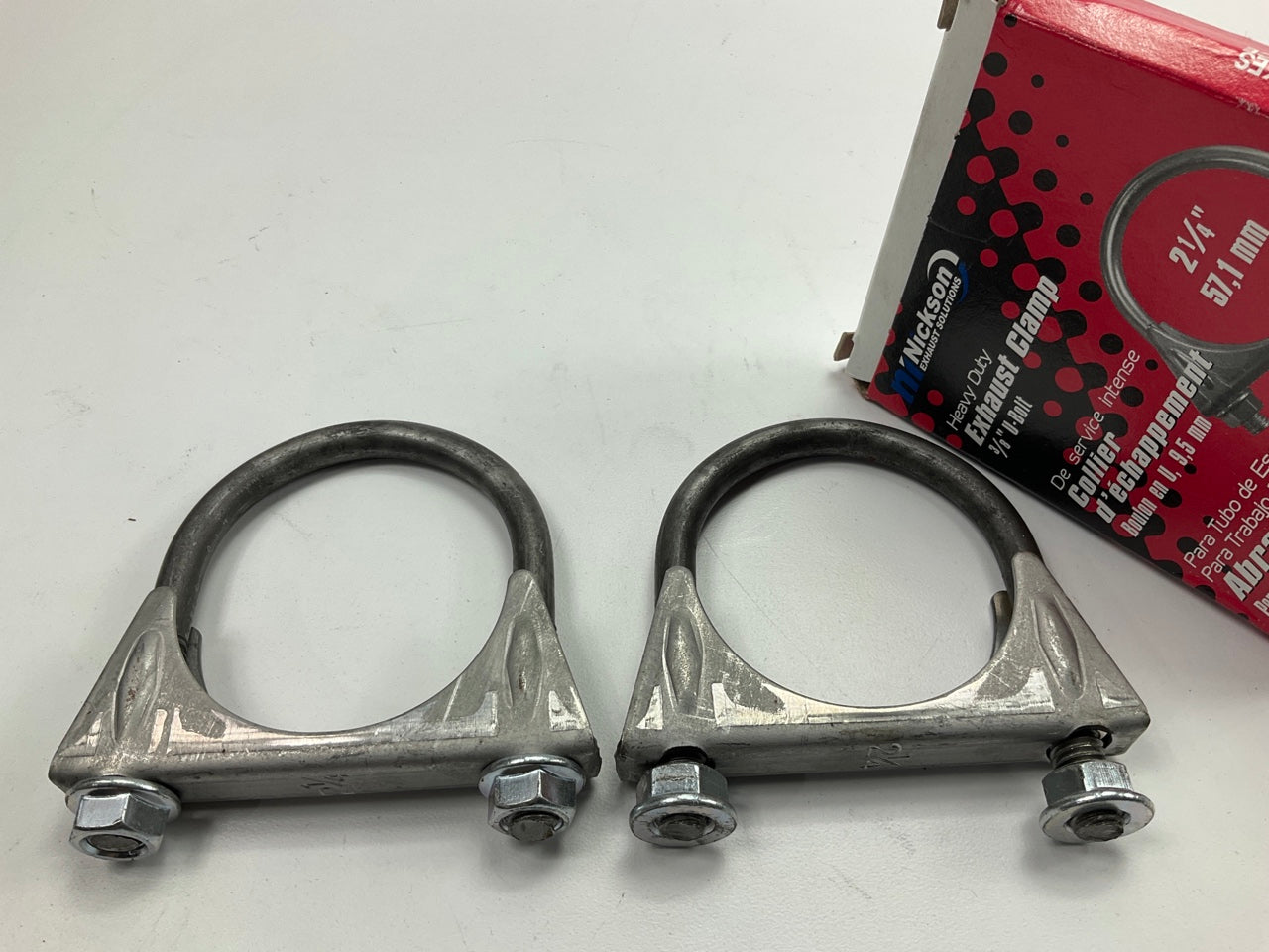 (2) Nickson 17126 Heavy Duty Exhaust Clamps 2-1/4'', 3/8'' U-Bolt