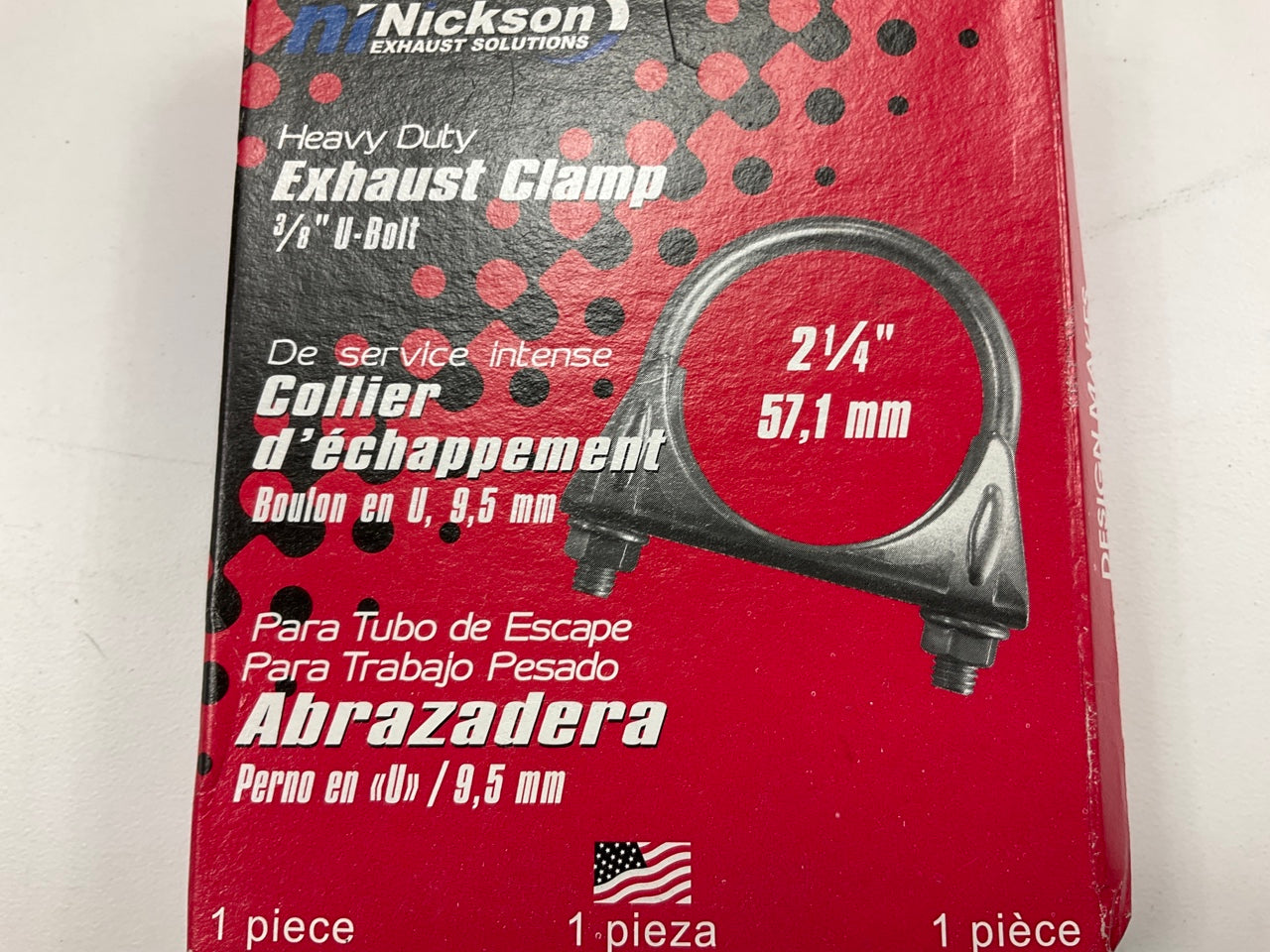 (2) Nickson 17126 Heavy Duty Exhaust Clamps 2-1/4'', 3/8'' U-Bolt