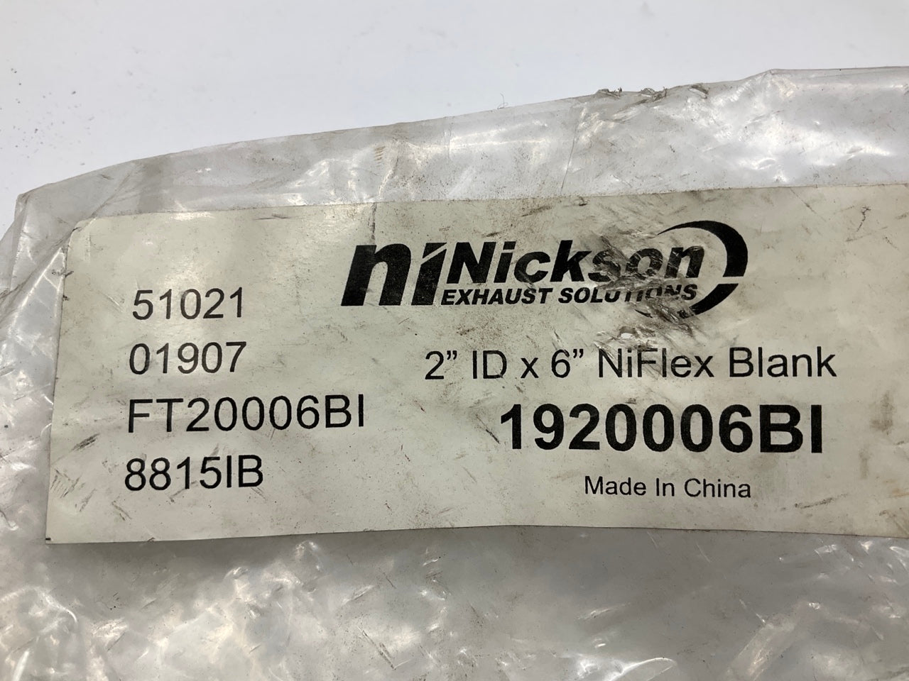 Nickson 1920006BI 2'' X 6'' Universal Stainless Steel Exhaust Flex Tube Connector