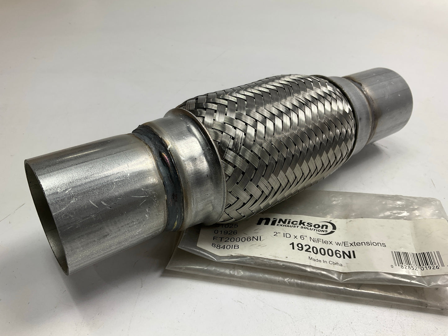 Nickson 1920006NI 2'' X 6'' Universal Stainless Steel Exhaust Flex Tube Connector