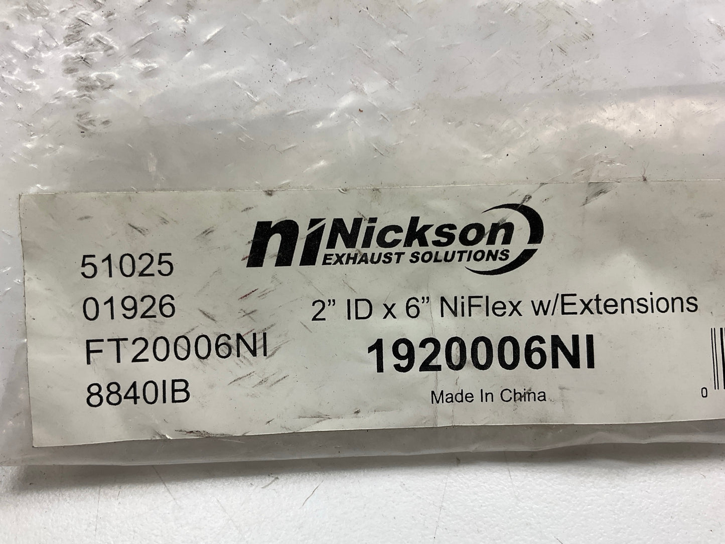 Nickson 1920006NI 2'' X 6'' Universal Stainless Steel Exhaust Flex Tube Connector