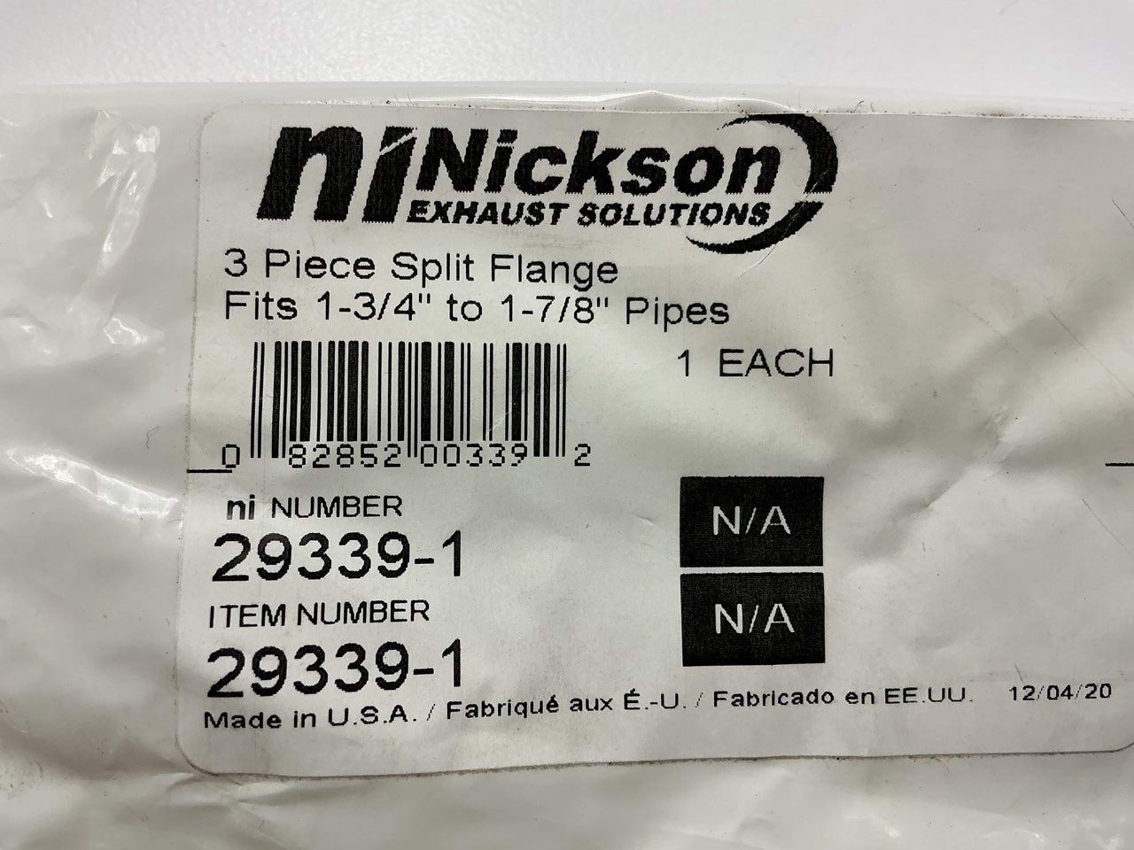 Nickson 29339-1 3 Piece Split Flange For 1-3/4'' To 1- 7/8'' Exhaust Pipes